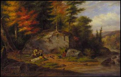 Cornelius Krieghoff Chippewa Indians at a Portage oil painting picture